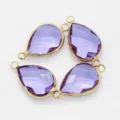Purple teardrop glass rhinestone double loop pendant for DIY bracelet and jewelry making findings. - Crystal Purple