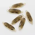 Long oval alloy bezel double loop connectors for DIY bracelet necklace jewelry making - 7x21mm / Coffee