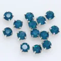 Runde blaue Glas-Strasssteine mit silbernen Krallenfassungen zum Nähen für Kleidung und Taschen. - 3mm (100 Stück/Packung) / Blauer Opalit