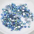 Wholesale flatback AB crystal rhinestones, round glass stones for nail art DIY decoration - Dark Green AB