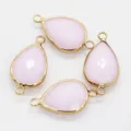 Teardrop glass crystal double hole pendant for DIY bracelet jewelry making accessories - Pink Jade