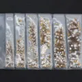 Strass in vetro retro piatto di varie dimensioni misti nail art kit diy set pack - Giallo Cristallo