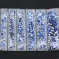 Set di strass piatti in vetro blu per nail art fai da te, confezione misure miste. - Blu scuro