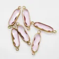 Wholesale long oval alloy double loop bezel pink crystal DIY jewelry findings connectors - 7x21mm / Light Pink