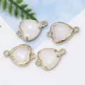 Heart crystal glass metal frame pendant for DIY handmade necklaces, earrings and clothing decor. - White Jade