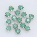 Mintgrüne Runde Handgenähte Strasssteine Silberner Boden Glas Kristalle Für Kleidung DIY - 3mm (100 Stück/Packung) / Smaragdgrüner Opal