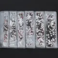 Set di strass in vetro retro piatto per nail art, 6 confezioni di cristalli lucidi per fai da te. - Viola scuro