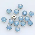 Silberne Nähkristalle aus Glas für Kleidung, Taschen und Accessoires DIY Dekoration. - 3mm (100 Stück/Packung) / Hellblaues Opal