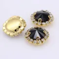 Goldfarbene Kristall Strass Krallenfassungen DIY Nähknöpfe Schmuck Haaraccessoires Großhandel - Schwarz
