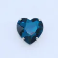 Blauer Herz Strass Glas Kristall mit silberner Krallenfassung zum DIY Brautkleid Nähen. - Pfauenblau