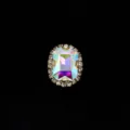 Achteckige Krallen Strass Kristall Glas DIY Nähschmuck Haaraccessoire Dekoration Zubehör - 10x14mm / AB Weiß