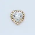 Bellissimo bottone strass cristallo a cuore con catena dorata per scarpe ed abiti. - 8mm / Bianco