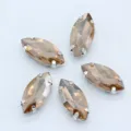 Marquise Strasssteine für DIY Bekleidung Handwerk, braune Glaskristalle mit Silberfassung 5Stk - 5x10mm (30er Pack) / Goldchampagner