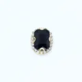 Schwarzer achteckiger Strassstein mit goldener Krallenfassung und klarem Diamantkranz DIY. - 10x14mm / Schwarz
