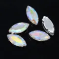 Marquise Glas Strass Variante mit AB Beschichtung für DIY Bekleidung und Handwerkskunst. - 5x10mm (30er Pack) / AB Weiß