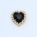 Strass a forma di cuore da cucire cristallo vetro catena di artigli per scarpe borse sposa - 8mm / Nero