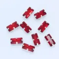 Rectangular red sew-on rhinestones with silver claw settings, ideal for wedding dress DIY crafts. - 5x10mm, 20 Pcs / Bright Red