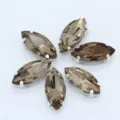 Marquise Glas-Strasssteine mit silbernen Krallenfassungen, rauchbraune Kristalle für DIY-Kleidung. - Kaffeebraun