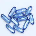 Diamantes de imitación de cristal ovalado azul gemas de vidrio plano para joyería artesanía - Azul Medio