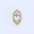 Strass griffe cristal marquise bouton couture DIY, pierre transparente base dorée accessoire. - 6x12mm / Blanc