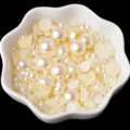 Cabochons de perles demies assortis pour nail art DIY et decoration de coque. - Blanc Cassé