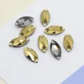 Markise Näh-Strasssteine mit Doppelloch Glaskristalle für DIY Kleidung Schuhe Taschen - 6x12 mm, 72 Stk. / Erzgold