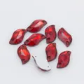 Red S-Shaped Double-Hole Glass Rhinestones Sew-On Crystal Flatback DIY Garment Accent - Bright Red