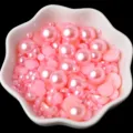 Perles plates roses de diverses tailles pour le nail art et la décoration artisanale DIY. - Rose Clair