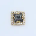 12mm square claw rhinestone button with gold frame grey center stone for diy clothing wedding shoes - 12mm / Transparent Gray