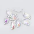 S-shape crystal sew-on rhinestones AB color glass flatback DIY wedding dress accessories - AB White