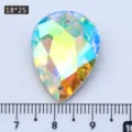 DIY 18x25mm AB color teardrop sew-on glass crystal rhinestone with two holes for apparel. - Teardrop Shape (AB White) / 15 Pieces/Pack (18x25mm)