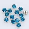 3-10mm Blaue Glas Strasssteine mit Zilveren Klauwen Naai Stenen voor Kleding en Tassen - 6mm (36 Stück/Packung) / Pfauenblau