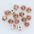 Runde Glas-Strasssteine mit silbernem Metallfuss zum Aufnaehen fuer Kleidung Taschen. - 3mm (100 Stück/Packung) / Champagner