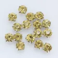 Glas-Strasssteine zum Aufnähnen mit silberner Klauenfassung für Kleidung und Taschen Basteln. - 6mm (36 Stück/Packung) / Hellgelb