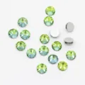 Green glass flatback rhinestones, round crystal gems for DIY nail art and phone case decor. - SS6 2mm, Approx. 1440 Pcs / Green Flame