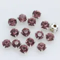 Violetter Nähstrass aus Glas mit silberner Krallenfassung, ideal für Kleidung und Taschen. - 6mm (36 Stück/Packung) / Hellviolett