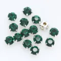Grüne Glas-Kragen-Strasssteine, silberne Fassung, ideal für Kleidungs- und Taschen-DIY. - 6mm (36 Stück/Packung) / Dunkelgrün