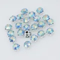Kristallglas Hand-Naht-Strasssteine mit Metallklaue für DIY Hochzeitskleid Bekleidung Zubehör - 6 mm, 36 Stk. / Seeblau AB