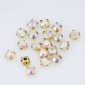 Strass de vidrio de colores con garras para decoración de vestidos de novia y accesorios. - 6mm (36 Piezas/Paquete) / Blanco AB