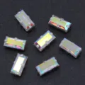 Rectangle sew-on rhinestones with silver claw settings for DIY wedding dress crafts and apparel decor. - 5x10mm, 20 Pcs / White AB