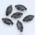 Dunkelgraue Marquise Glas Strasssteine mit silbernen Krallen für DIY Kleid und Kragen Dekoration. - Transparentes Grau