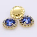 Goldene Krallenfassung blaue Kristall Strass Knöpfe für DIY Handwerk Haarschmuck Dekor - Mittelblau