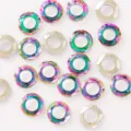 10mm angel ring crystal rhinestone round hollow DIY nail art pendant jewelry multicolored - Green Flame Round (Single Piece)