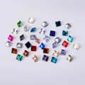 Strass carrés colorés pour ongles tailles mélangées gemmes de cristal pour décoration artisanat - Multicolore