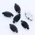 Schwarze Glas-Strasssteine in Markisenform mit Silberkrallen für DIY-Kleidung und Dekoration. - Schwarz