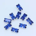 Blue Rectangular Sew-on Claw Rhinestones Crystal Gems Silver Settings DIY Crafts - Dark Blue