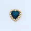Blauer Herz Strass Krallenkette Kristallglas Näh Diamant Kleidungsstück Zubehör - Pfauenblau