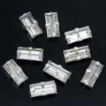Rectangle sew-on rhinestones with silver settings for wedding dress DIY craft decoration. - White