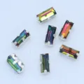 Colorful rectangular hand-sewn claw rhinestones with silver metal base for DIY dresses. - Multicolor