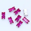 Rectangle fuchsia sew-on rhinestones with silver claw settings DIY wedding dress craft supplies. - Rose Red
